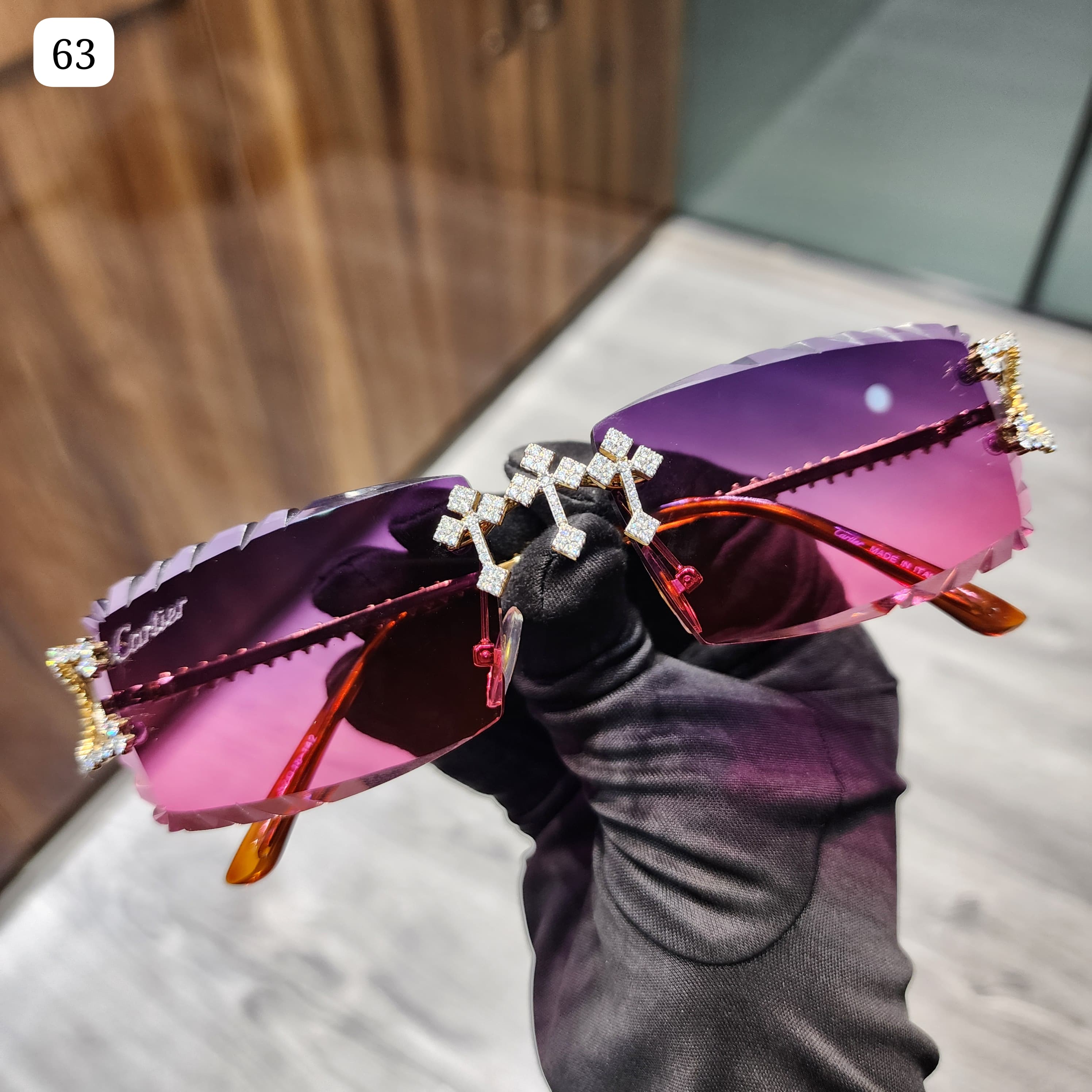 Diamond Purple Cartier Buffs Cartier Wire Diamond Cut Purple Lenses