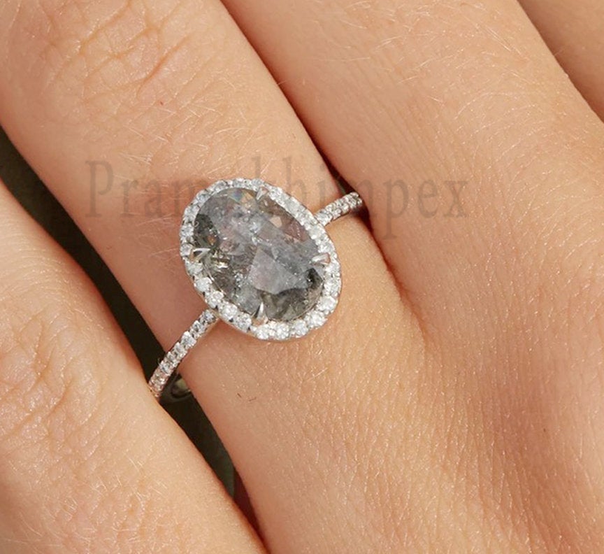 Salt and pepper oval diamond Clearance