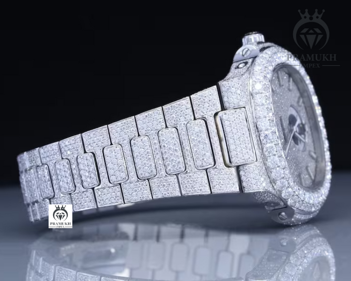 Round Moissanite Patek Philippe Fully Iced Out Watch