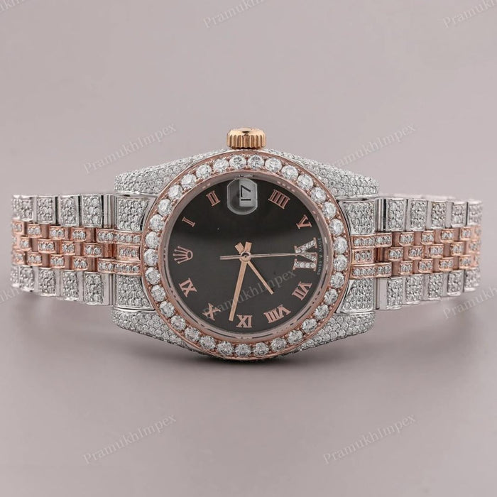 Black Dial Moissanite Iced Out Watch
