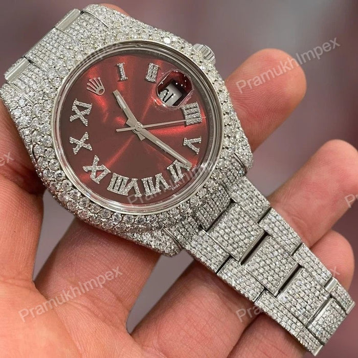 Red Dial Moissanite Hip Hop Custom Watch
