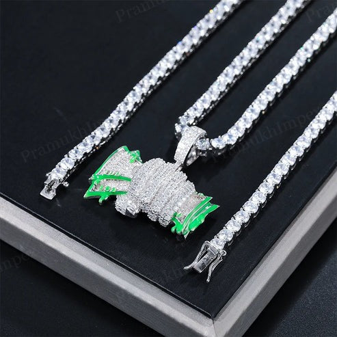 Hip Hop Sterling Silver VVS Moissanite Cash Fist Pendant For Men