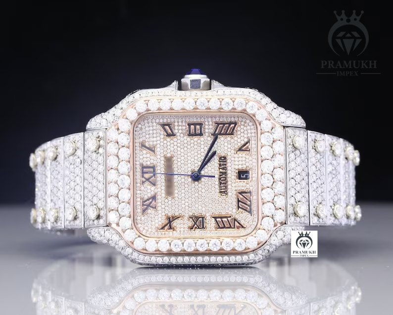 VVS Moissanite Bust down Classic Cartier Wrist Watch