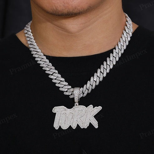 Custom 4-Letter Moissanite Sterling Silver Hip Hop Pendant For Women