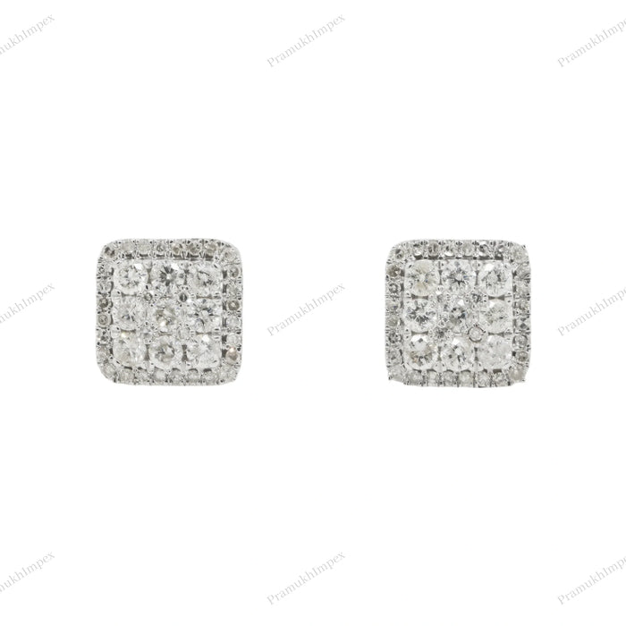 925 Silver Moissanite Cluster Square Shape Earring