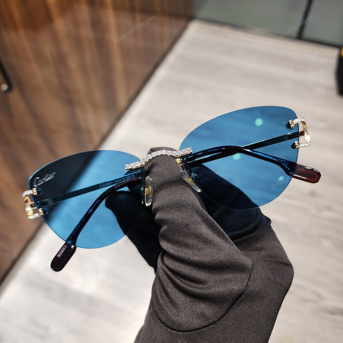 Blue Lens VVS Moissanite Sunglasses For Men