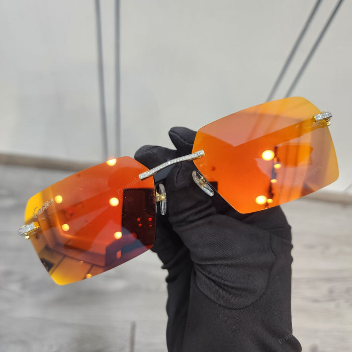 Custom Orange amber Moissanite Sunglasses