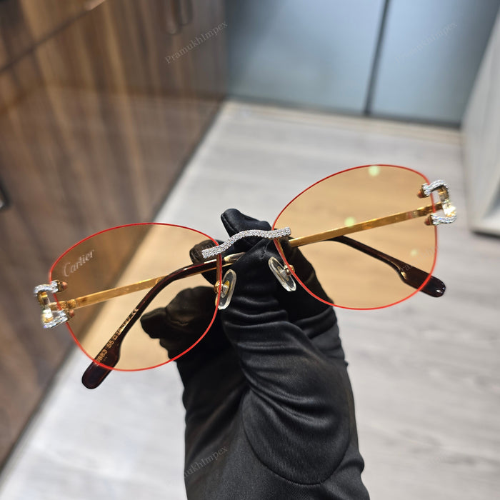 Rimless Oval Moissanite Sunglasses