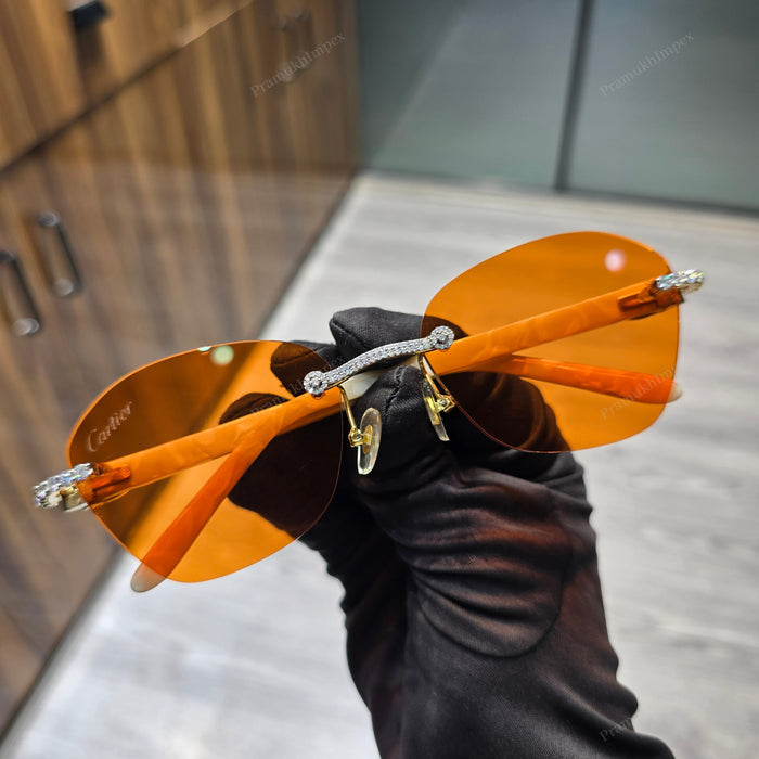 Orange Shade Moissanite Sunglasses
