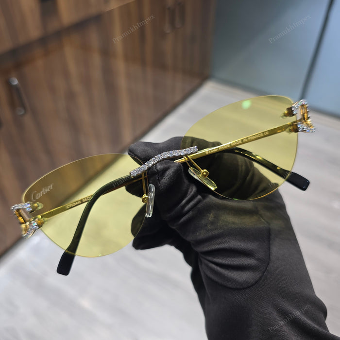 Rimless Rectangle Moissanite Iced Out Sunglasses