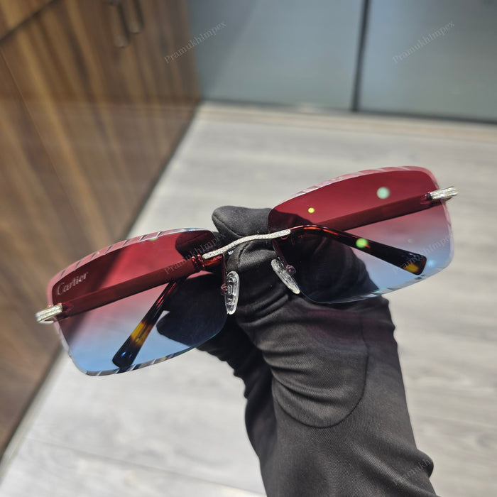 Red to blue Moissanite Diamond Sunglasses