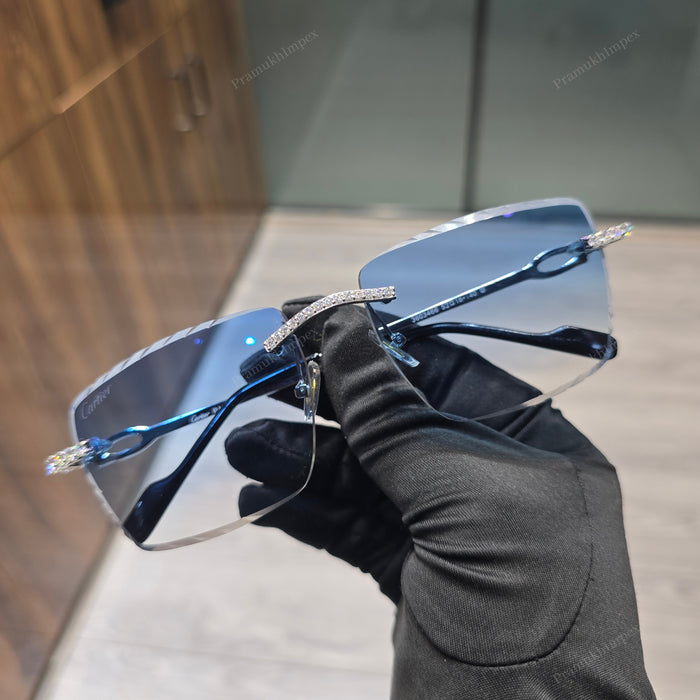 Custom Blue Lens Moissanite Sunglasses