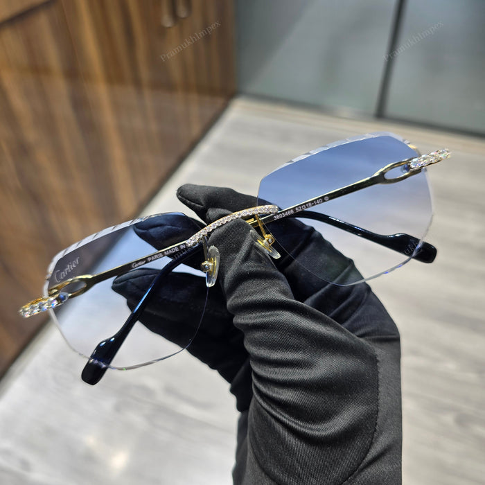 Moissanite Light Blue Sunglasses For Men