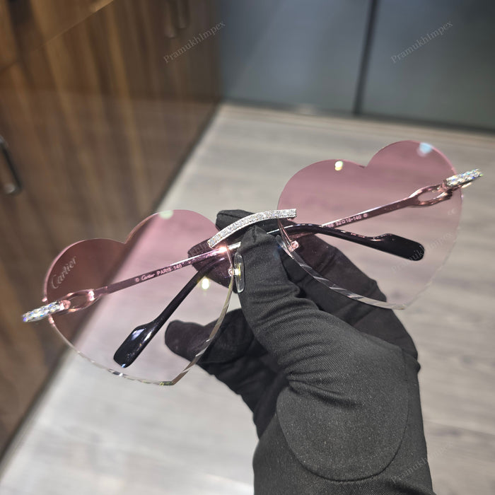 Rimless Light pink Moissanite Sunglasses