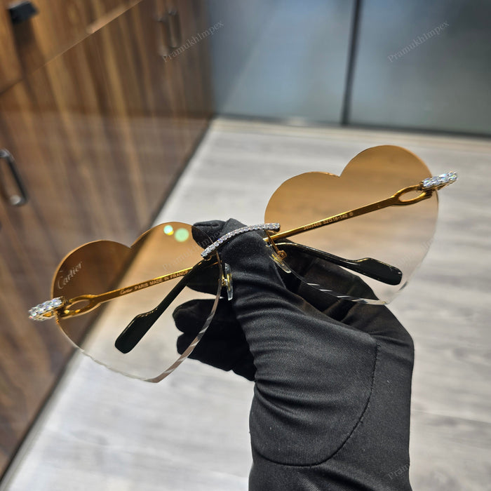 Brown Heart Shape Moissanite Sunglasses