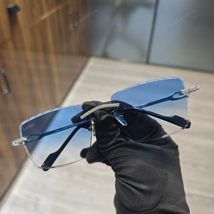 Blue gradient lens Moissanite Sunglasses