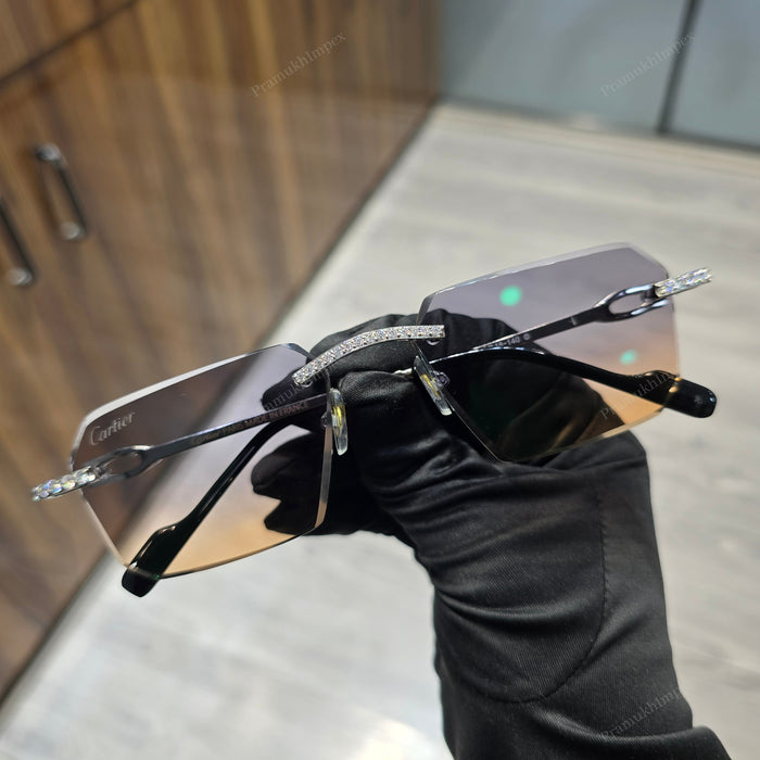 Rectangle Gray Moissanite Sunglasses