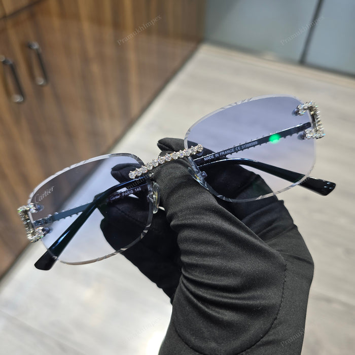 Light blue Lens VVS D Moissanite Sunglasses