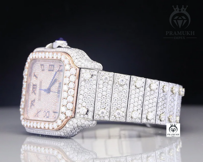 VVS Moissanite Bust down Classic Cartier Wrist Watch