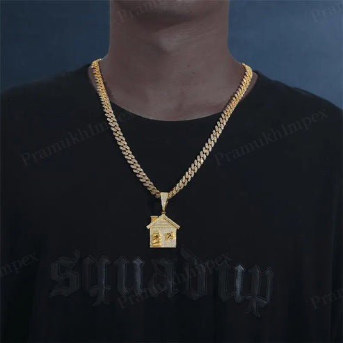 VVS1 Moissanite 925 Silver Customized Trap House Pendant For Unisex