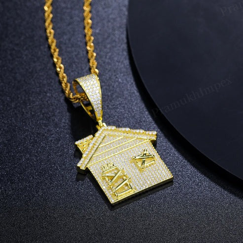 VVS1 Moissanite 925 Silver Customized Trap House Pendant For Unisex
