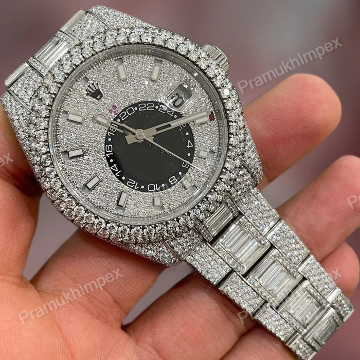 Iced Out Sky Dweller Moissanite Hip Hop Watch