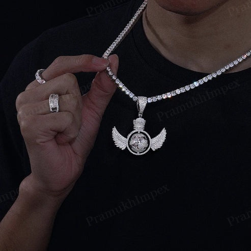 Personalized Gift VVS Moissanite Sterling Silver World Power Pendant