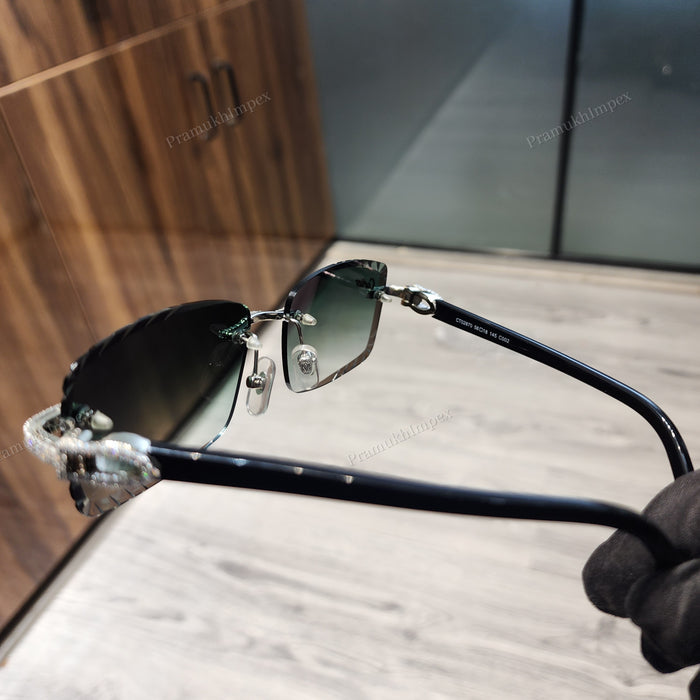 VVS D Moissanite Green Frame Hip Hop Men Sunglasses