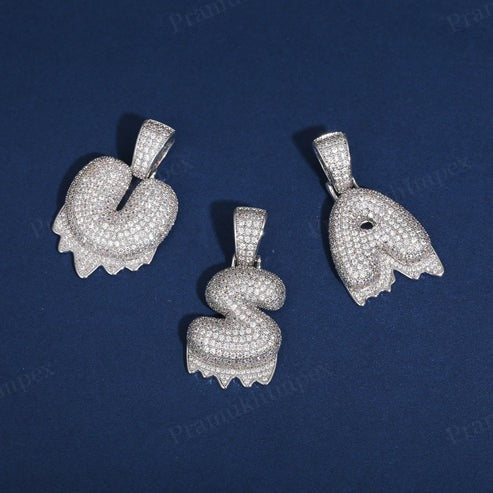 Iced Out 925 Silver Custom Letter Moissanite Pendants For Men's Women's