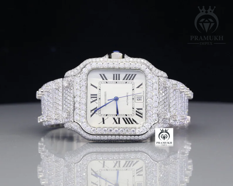 Cartier Moissanite Luxury Handmade Wrist Watch