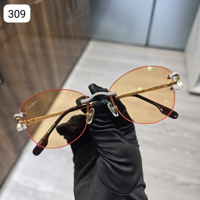 Rimless Oval Moissanite Sunglasses