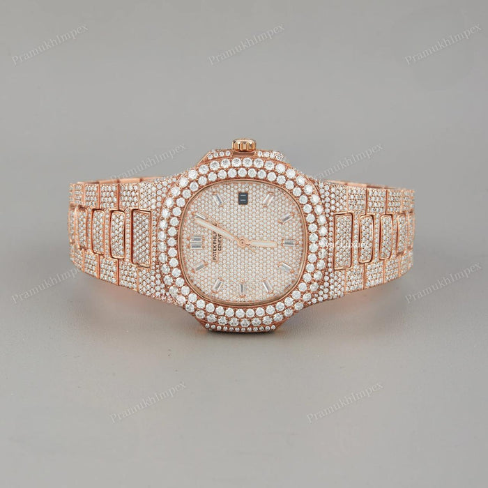 Full Rose Gold Plated Moissanite Custom Luxury Watch