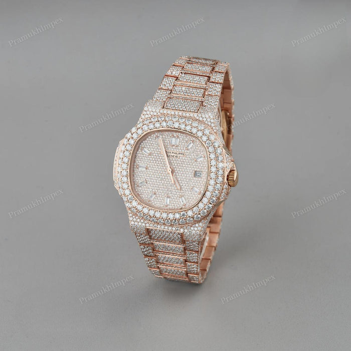Full Rose Gold Plated Moissanite Custom Luxury Watch