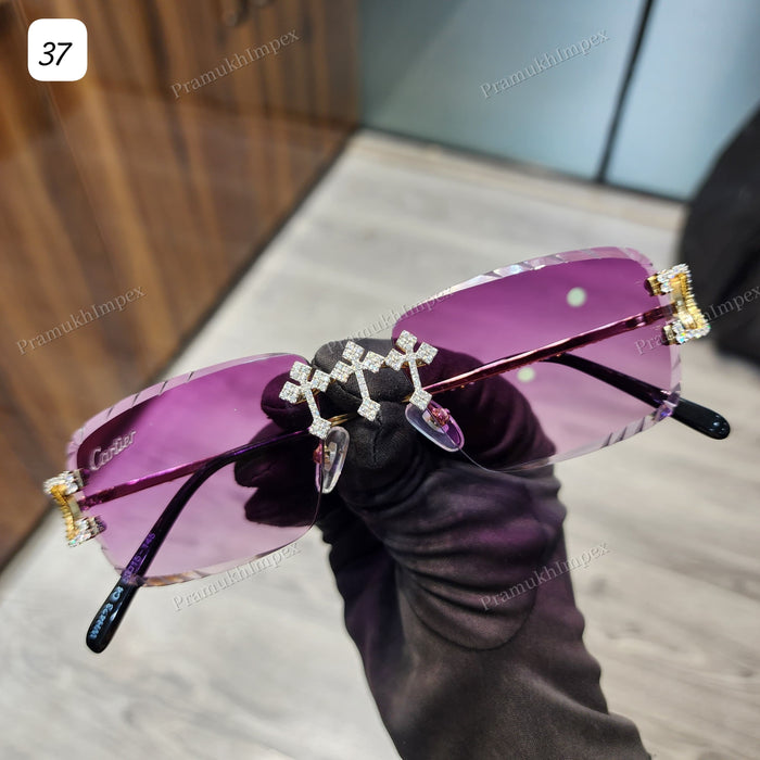 Pink Glass Moissanite Hip Hop Sunglasses