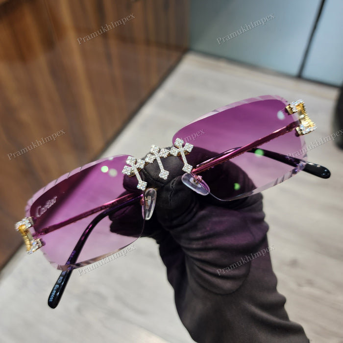Pink Glass Moissanite Hip Hop Sunglasses