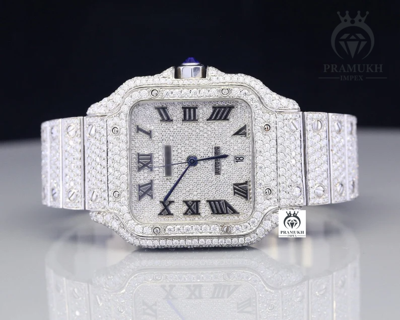 Cartier Moissanite Stainless Steel Ice Out Watch