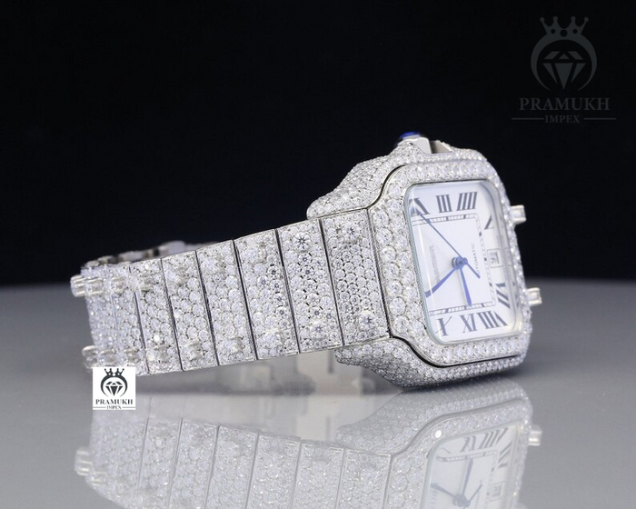 Cartier Moissanite Luxury Handmade Wrist Watch
