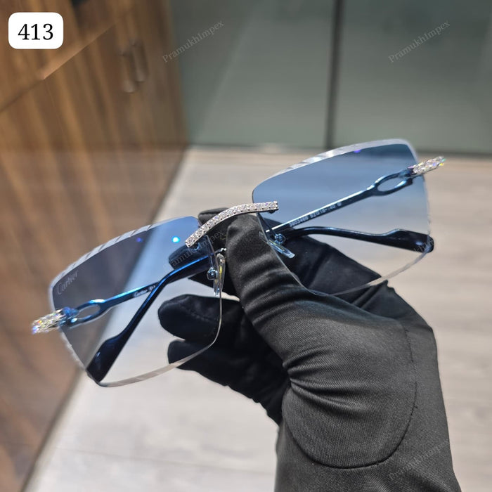 Custom Blue Lens Moissanite Sunglasses
