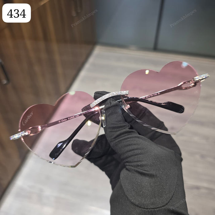 Rimless Light pink Moissanite Sunglasses