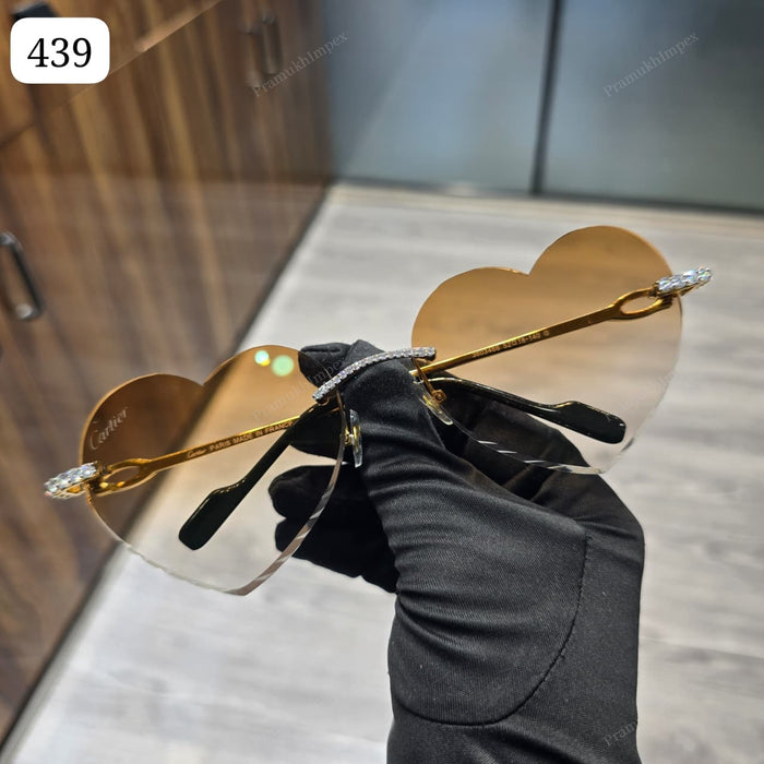 Brown Heart Shape Moissanite Sunglasses