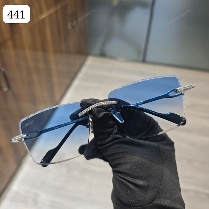 Blue gradient lens Moissanite Sunglasses