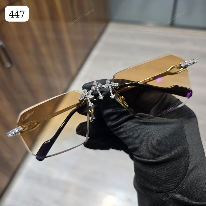 Rimless Cross Moissanite Sunglasses