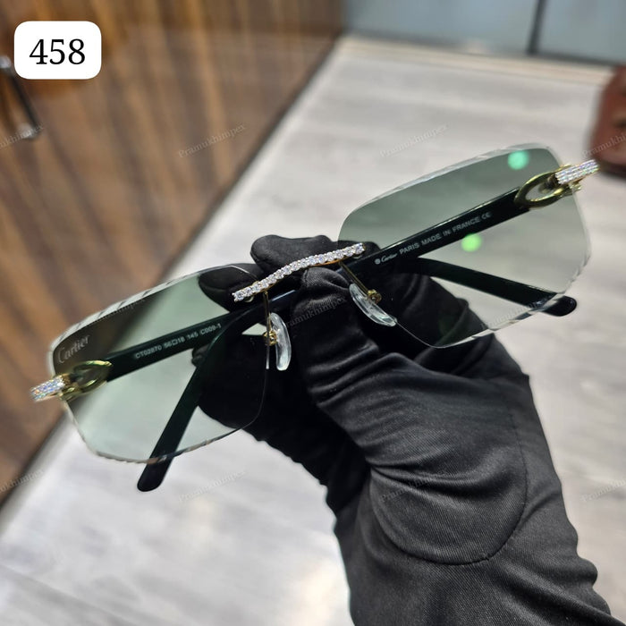 Moissanite Smoke Green Shadow Iced Out Sunglasses