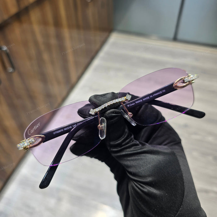 Light Purple Rimless Oval Shape Moissanite sunglasses