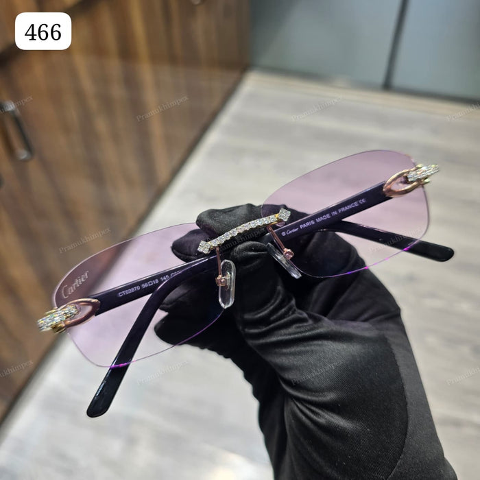 Light Purple Rimless Oval Shape Moissanite sunglasses