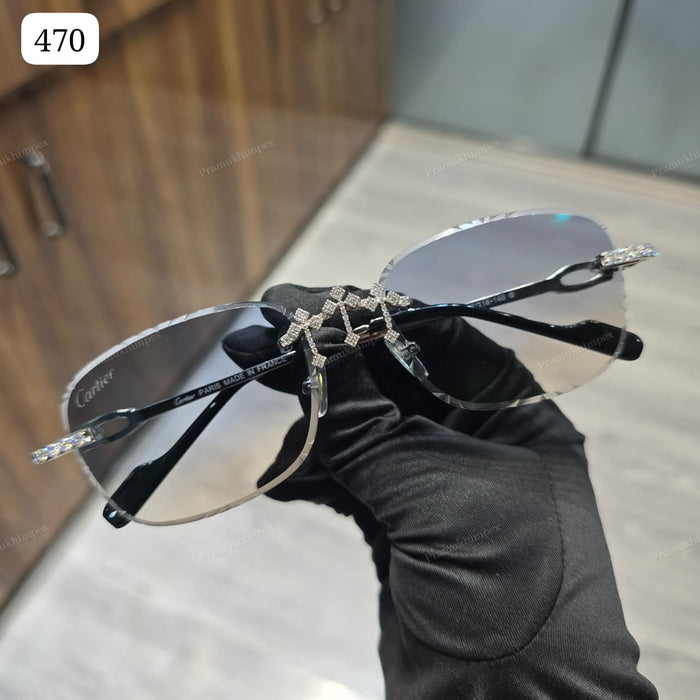 Rimless Geometric Shape Moissanite Sunglasses