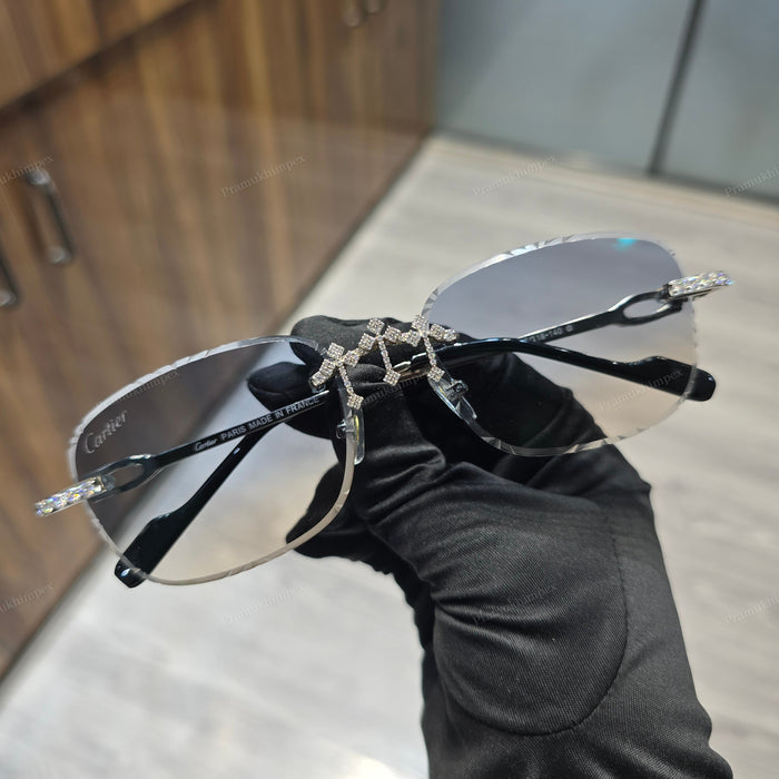 Rimless Geometric Shape Moissanite Sunglasses