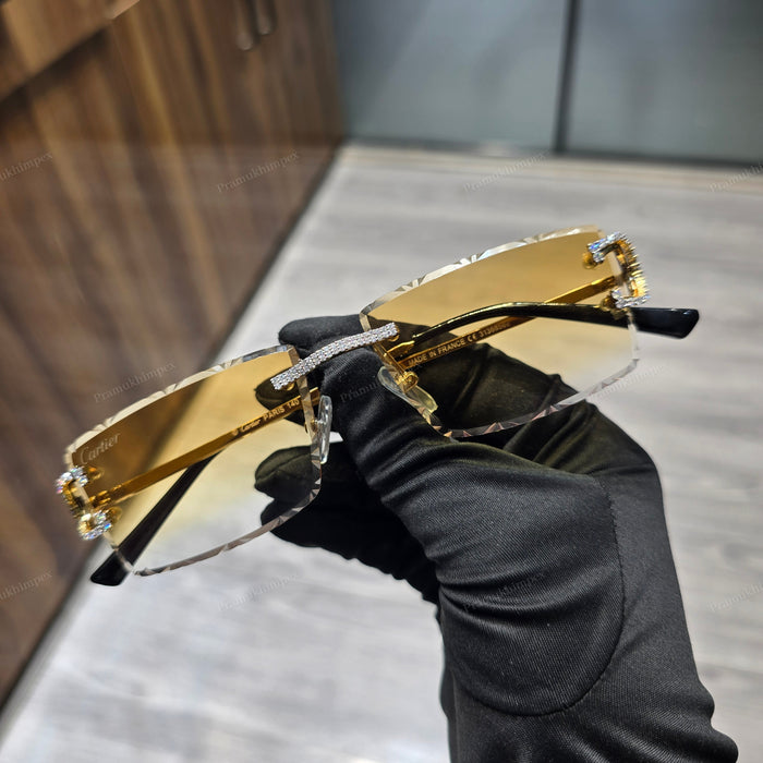 Custom Gold and Black Frame Moissanite Sunglasses