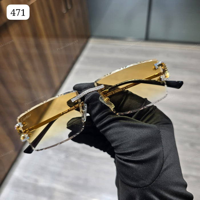 Custom Gold and Black Frame Moissanite Sunglasses