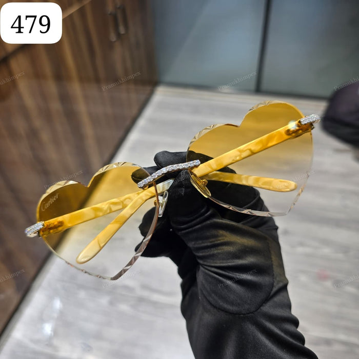 Custom Yellow Heart Moissanite Sunglasses